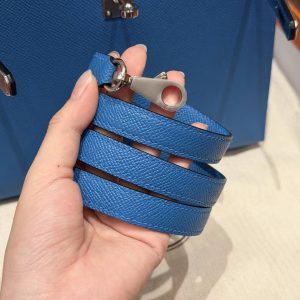 Hermes Kelly 25 Bag Handmade In Epsom Calfskin Leather Silver Hardware 7W Blue Izmir - Image 5