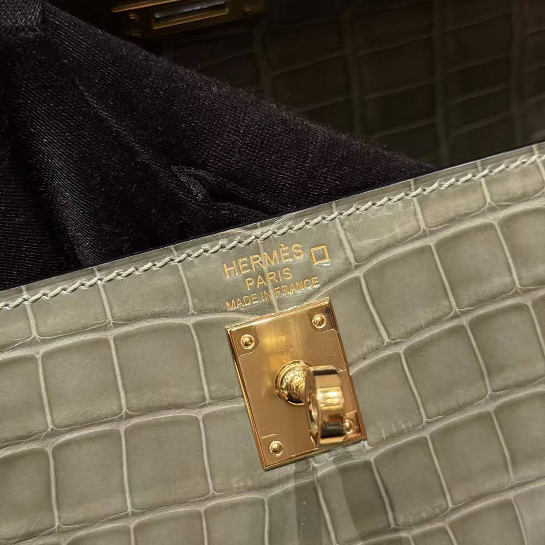 Hermes Kelly 25 Bag Handmade In Alligator Leather from Mississippi Gold Hardware 81 Girs Tourerlle - Image 15