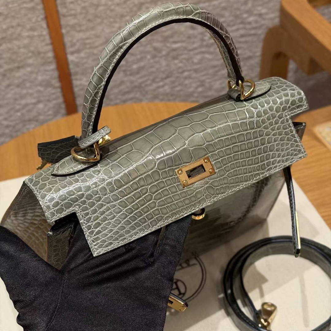 Hermes Kelly 25 Bag Handmade In Alligator Leather from Mississippi Gold Hardware 81 Girs Tourerlle - Image 12