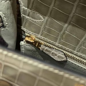 Hermes Kelly 25 Bag Handmade In Alligator Leather from Mississippi Gold Hardware 81 Girs Tourerlle - Image 10