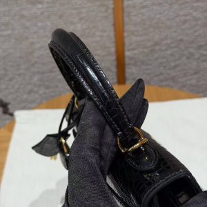 Hermes Kelly 25 Bag Handmade In Bright Faced Alligator Leather Gold Hardware 89 Noir - Image 14