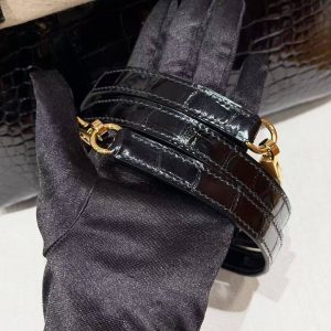 Hermes Kelly 25 Bag Handmade In Bright Faced Alligator Leather Gold Hardware 89 Noir - Image 3