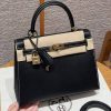 Hermes Kelly 25 Bag Handmade In Epsom Calfskin Leather From France Gold Hardware 89 Noir