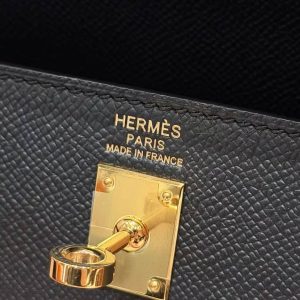 Hermes Kelly 25 Bag Handmade In Epsom Calfskin Leather Gold Hardware 89 Noir - Image 13