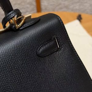 Hermes Kelly 25 Bag Handmade In Epsom Calfskin Leather Gold Hardware 89 Noir - Image 10