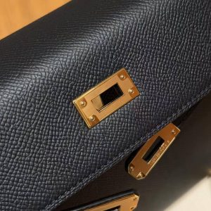 Hermes Kelly 25 Bag Handmade In Epsom Calfskin Leather Gold Hardware 89 Noir - Image 8