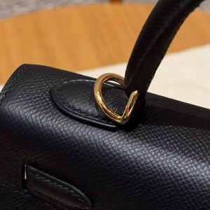 Hermes Kelly 25 Bag Handmade In Epsom Calfskin Leather Gold Hardware 89 Noir - Image 5