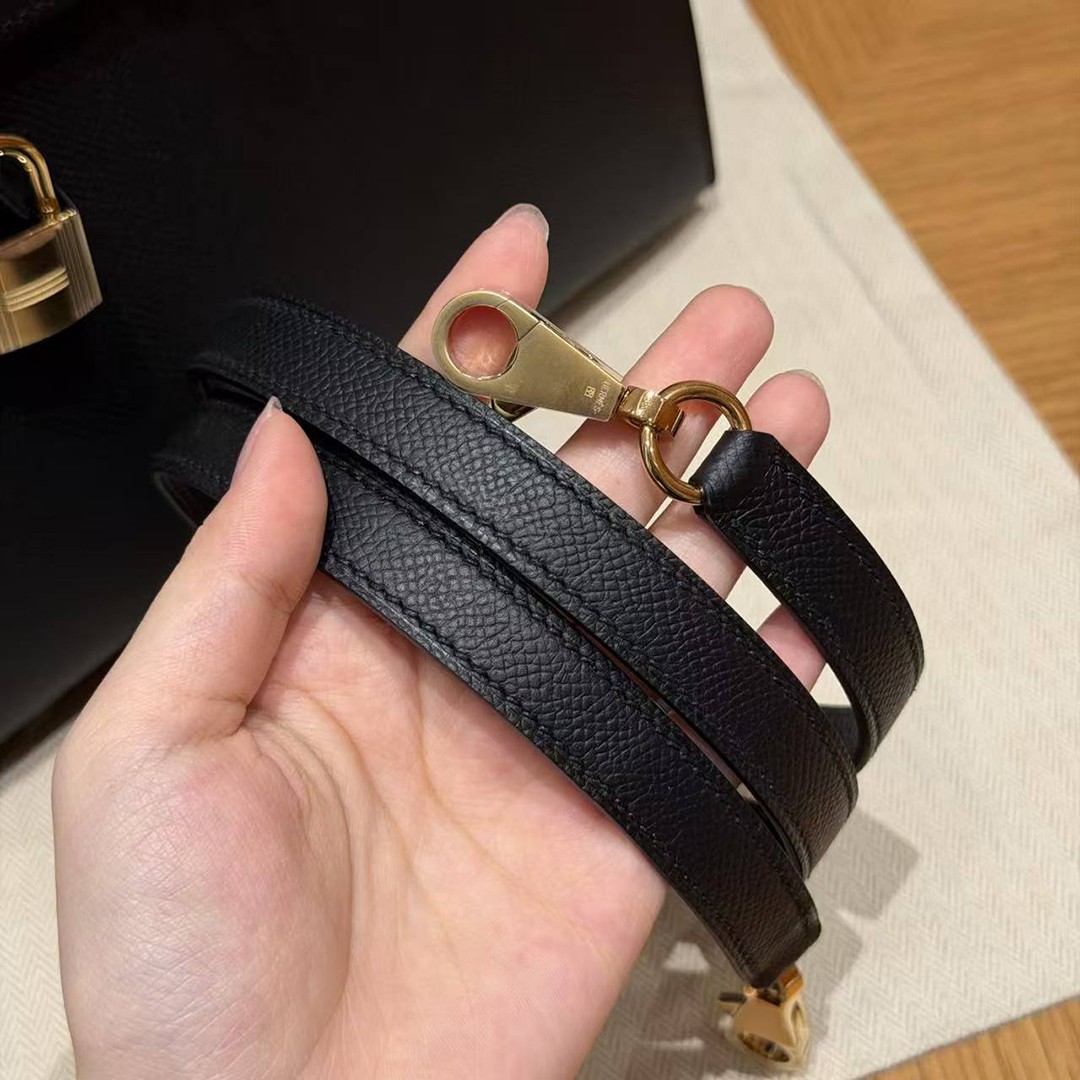 Hermes Kelly 25 Bag Handmade In Epsom Calfskin Leather Gold Hardware 89 Noir - Image 4