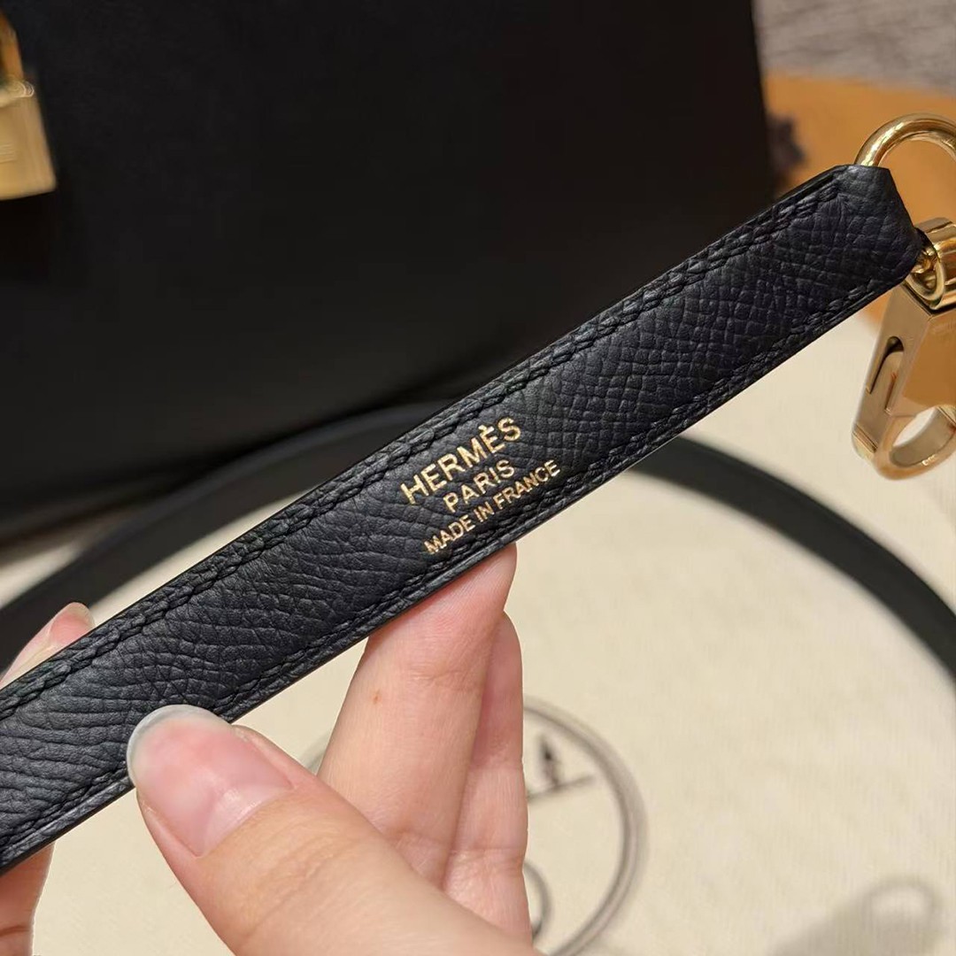 Hermes Kelly 25 Bag Handmade In Epsom Calfskin Leather Gold Hardware 89 Noir - Image 3
