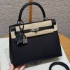 Hermes Kelly 25 Bag Handmade In Epsom Calfskin Leather Silver Hardware 89 Noir