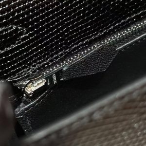 Hermes Kelly 25 Bag Handmade In Lizard Imported Leather from South Africa Silver Hardware 89 Noir - Image 15