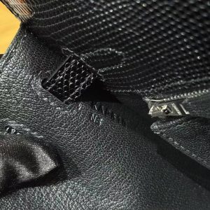 Hermes Kelly 25 Bag Handmade In Lizard Imported Leather from South Africa Silver Hardware 89 Noir - Image 14