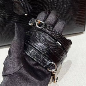Hermes Kelly 25 Bag Handmade In Lizard Imported Leather from South Africa Silver Hardware 89 Noir - Image 3
