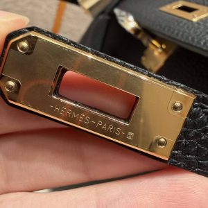 Hermes Kelly 25 Bag Handmade In Togo Calfskin Leather Gold Hardware 89 Noir - Image 16