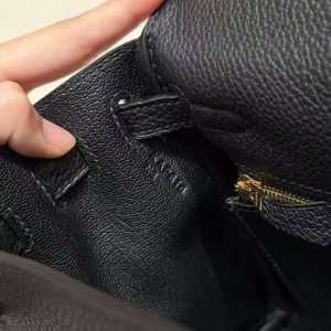 Hermes Kelly 25 Bag Handmade In Togo Calfskin Leather Gold Hardware 89 Noir - Image 15