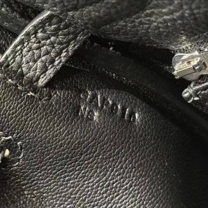 Hermes Kelly 25 Bag Handmade In Togo Calfskin Leather Silver Hardware 89 Noir - Image 14