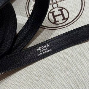 Hermes Kelly 25 Bag Handmade In Togo Calfskin Leather Silver Hardware 89 Noir - Image 4