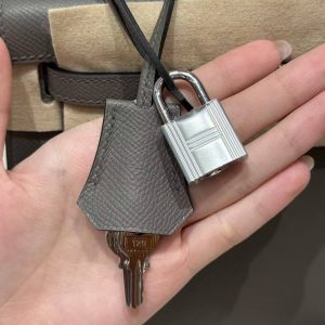 Hermes Kelly 25 Bag Handmade In Epsom Calfskin Leather Silver Hardware 8F Etain - Image 3