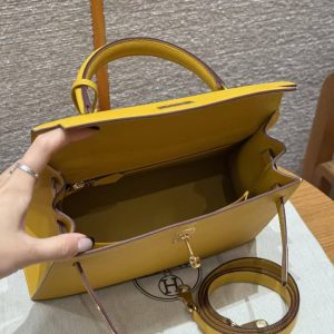 Hermes Kelly 25 Bag Handmade In Epsom Calfskin Leather Gold Hardware 9D Jaune Ambre - Image 20