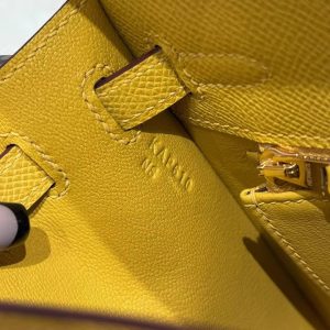 Hermes Kelly 25 Bag Handmade In Epsom Calfskin Leather Gold Hardware 9D Jaune Ambre - Image 17