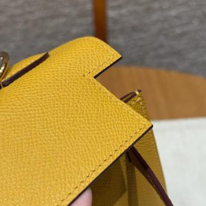 Hermes Kelly 25 Bag Handmade In Epsom Calfskin Leather Gold Hardware 9D Jaune Ambre - Image 12