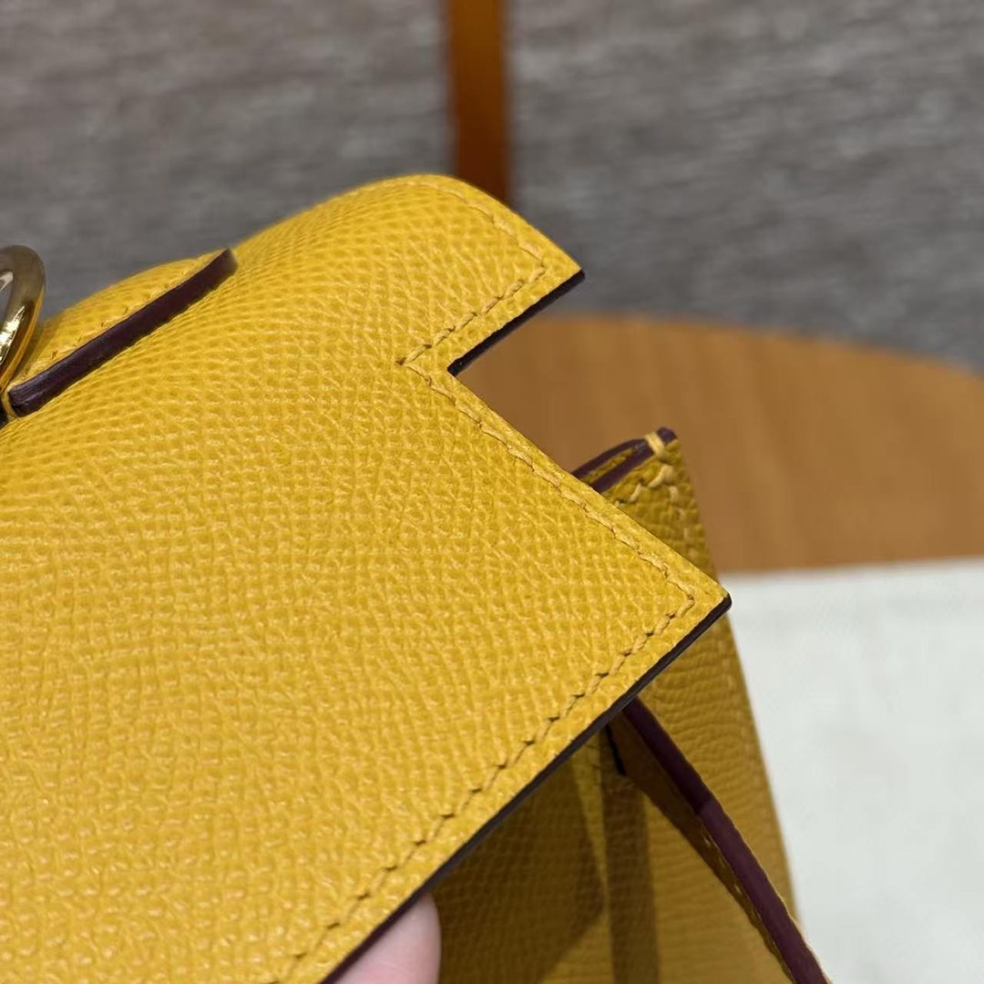 Hermes Kelly 25 Bag Handmade In Epsom Calfskin Leather Gold Hardware 9D Jaune Ambre - Image 12