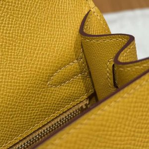 Hermes Kelly 25 Bag Handmade In Epsom Calfskin Leather Gold Hardware 9D Jaune Ambre - Image 9