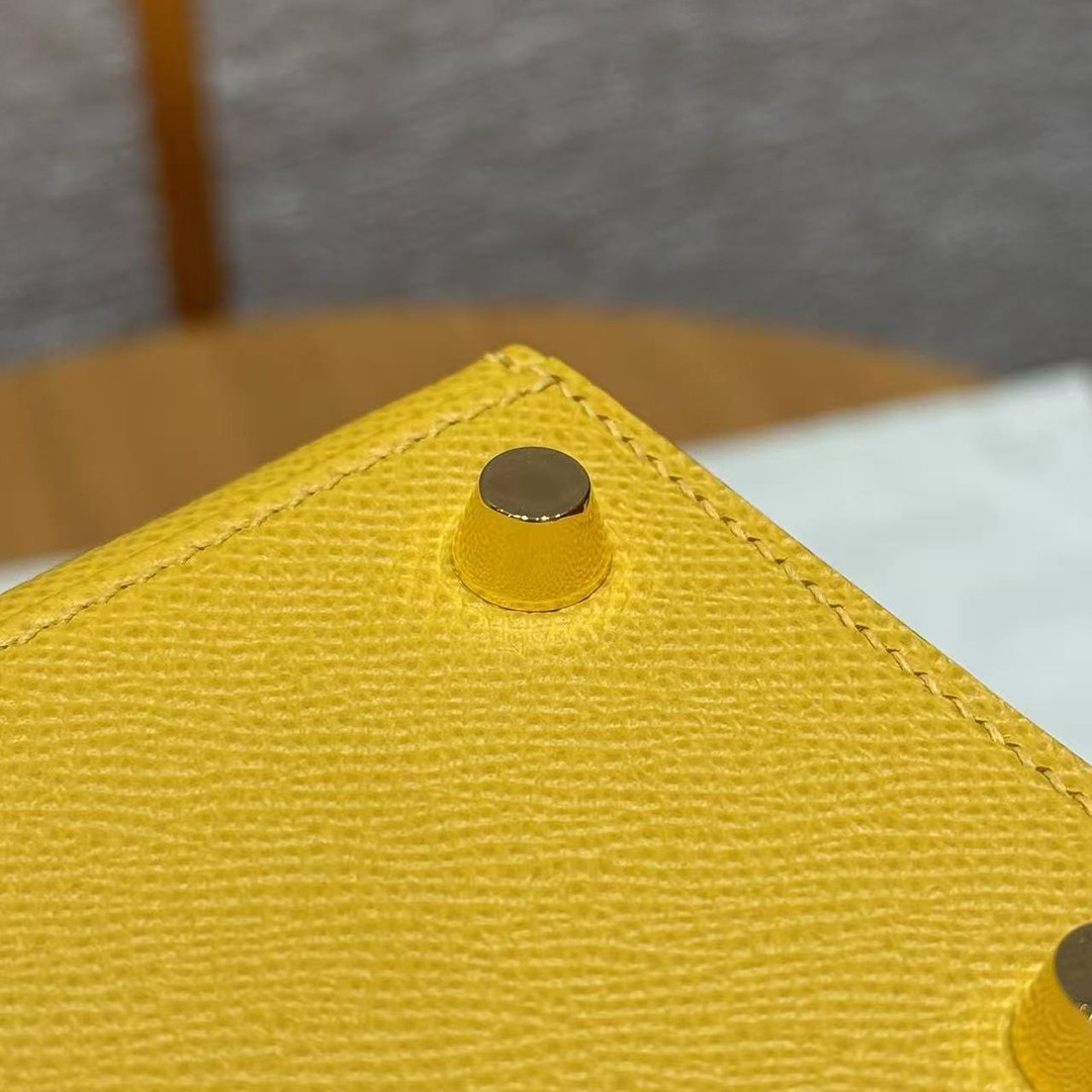 Hermes Kelly 25 Bag Handmade In Epsom Calfskin Leather Gold Hardware 9D Jaune Ambre - Image 6