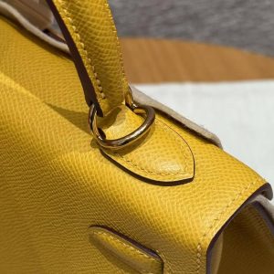 Hermes Kelly 25 Bag Handmade In Epsom Calfskin Leather Gold Hardware 9D Jaune Ambre - Image 4