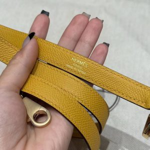 Hermes Kelly 25 Bag Handmade In Epsom Calfskin Leather Gold Hardware 9D Jaune Ambre - Image 3