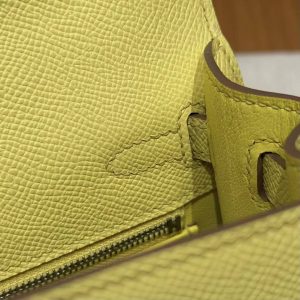 Hermes Kelly 25 Bag Handmade In Epsom Calfskin Leather Silver Hardware 9R Lime - Image 9