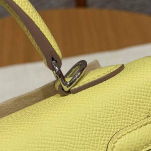 Hermes Kelly 25 Bag Handmade In Epsom Calfskin Leather Silver Hardware 9R Lime - Image 6