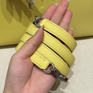 Hermes Kelly 25 Bag Handmade In Epsom Calfskin Leather Silver Hardware 9R Lime - Image 4