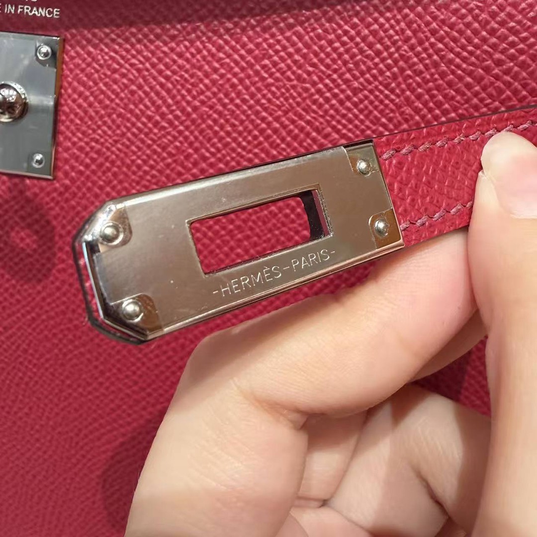 Hermes Kelly 25 Bag Handmade In Epsom Calfskin Leather Silver Hardware B5 Ruby - Image 13