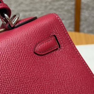 Hermes Kelly 25 Bag Handmade In Epsom Calfskin Leather Silver Hardware B5 Ruby - Image 7