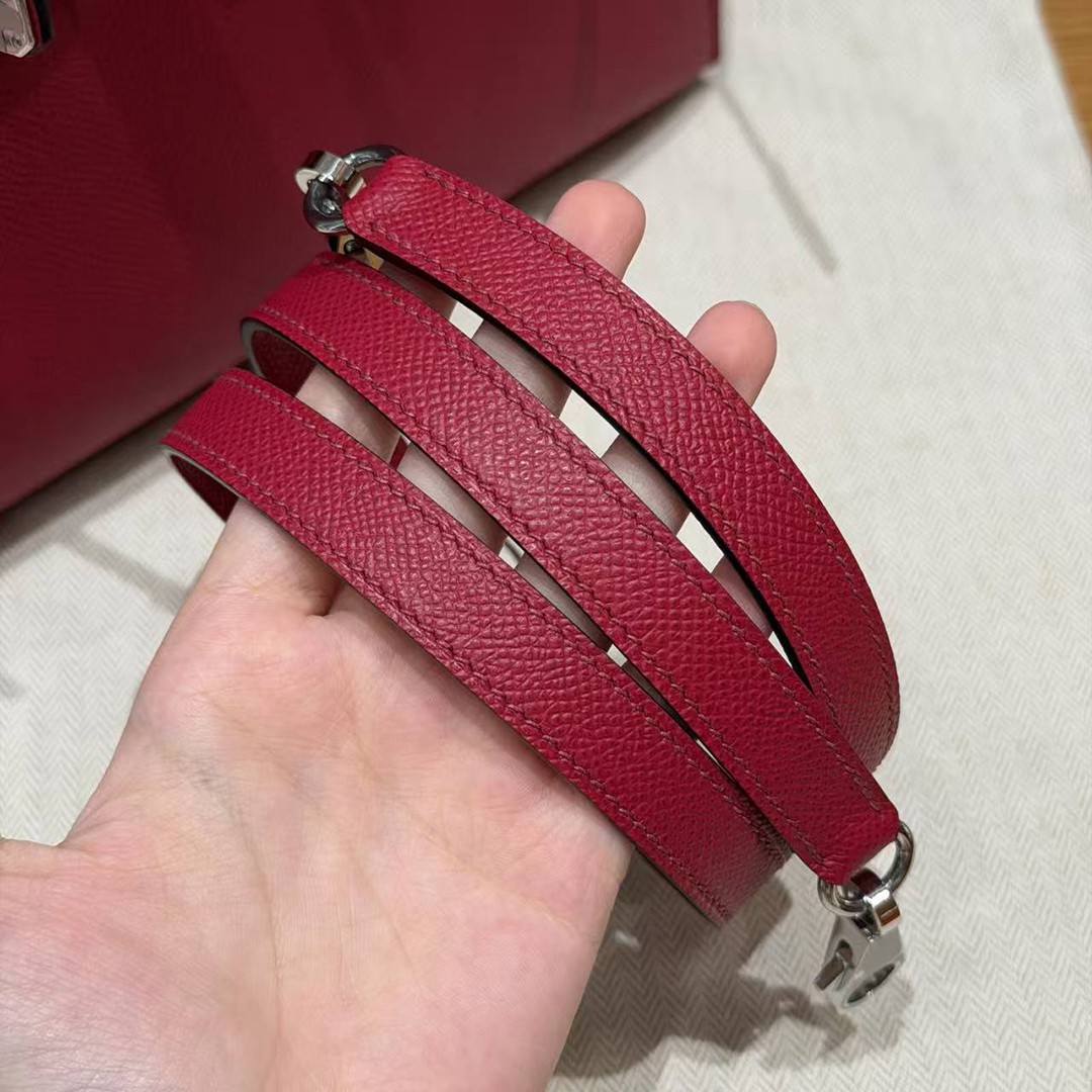 Hermes Kelly 25 Bag Handmade In Epsom Calfskin Leather Silver Hardware B5 Ruby - Image 5