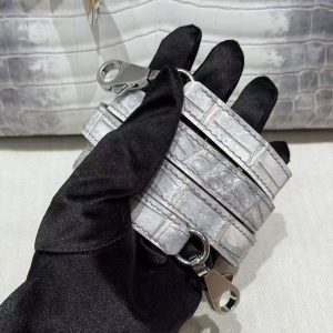 Hermes Kelly 25 Bag Handmade In Niloticus Leather from Nile Silver Hardware Himalaya - Image 16