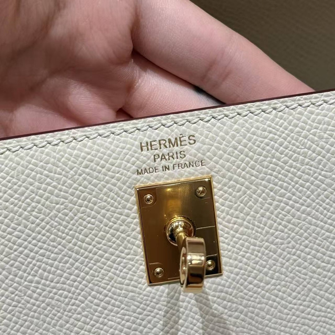 Hermes Kelly 25 Bag Handmade In Epsom Calfskin Leather From France Gold Hardware I2 Nata - Image 19