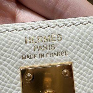 Hermes Kelly 25 Bag Handmade In Epsom Calfskin Leather From France Gold Hardware I2 Nata - Image 18
