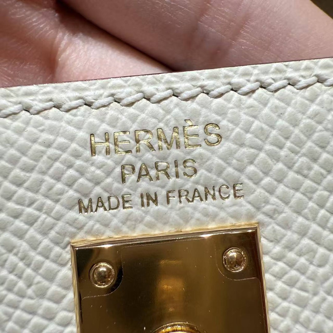 Hermes Kelly 25 Bag Handmade In Epsom Calfskin Leather From France Gold Hardware I2 Nata - Image 18