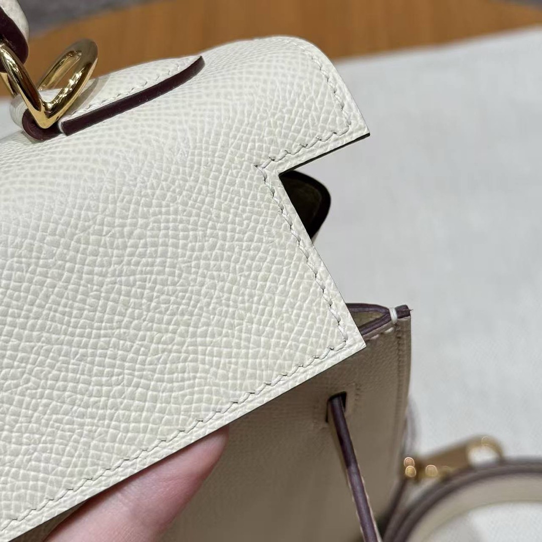 Hermes Kelly 25 Bag Handmade In Epsom Calfskin Leather From France Gold Hardware I2 Nata - Image 13