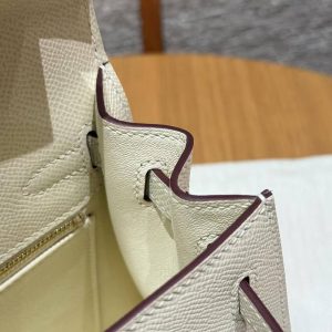 Hermes Kelly 25 Bag Handmade In Epsom Calfskin Leather From France Gold Hardware I2 Nata - Image 12