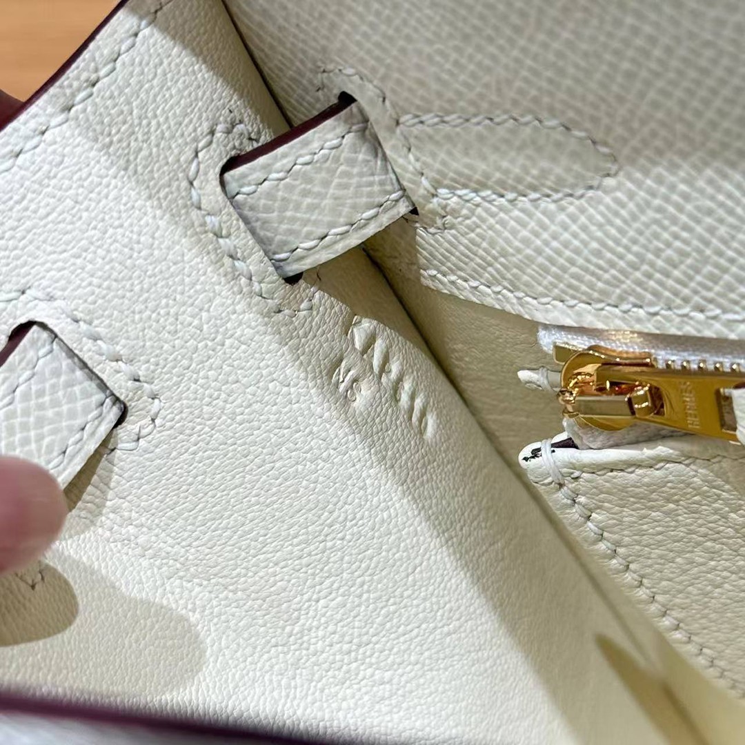 Hermes Kelly 25 Bag Handmade In Epsom Calfskin Leather From France Gold Hardware I2 Nata - Image 10