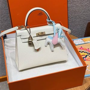 Hermes Kelly 25 Bag Handmade In Epsom Calfskin Leather From France Gold Hardware I2 Nata - Image 7