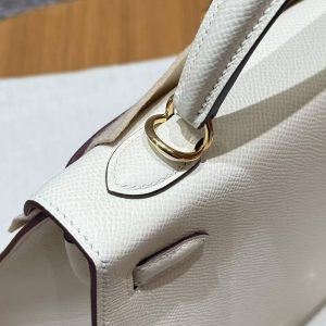 Hermes Kelly 25 Bag Handmade In Epsom Calfskin Leather From France Gold Hardware I2 Nata - Image 4