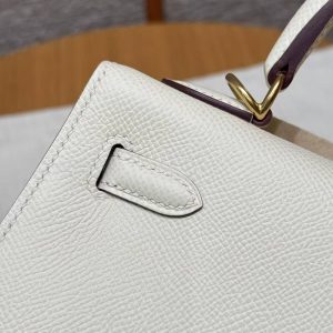 Hermes Kelly 25 Bag Handmade In Epsom Calfskin Leather From France Gold Hardware I2 Nata - Image 3