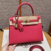 Hermes Kelly 25 Bag Handmade In Epsom Calfskin Leather From France Gold Hardware I6 Rose Extreme