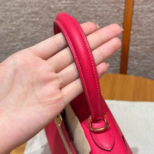 Hermes Kelly 25 Bag Handmade In Epsom Calfskin Leather From France Gold Hardware I6 Rose Extreme - Image 17