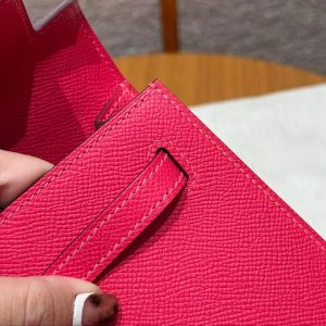 Hermes Kelly 25 Bag Handmade In Epsom Calfskin Leather From France Gold Hardware I6 Rose Extreme - Image 16