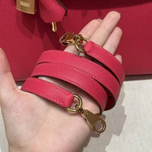 Hermes Kelly 25 Bag Handmade In Epsom Calfskin Leather From France Gold Hardware I6 Rose Extreme - Image 10